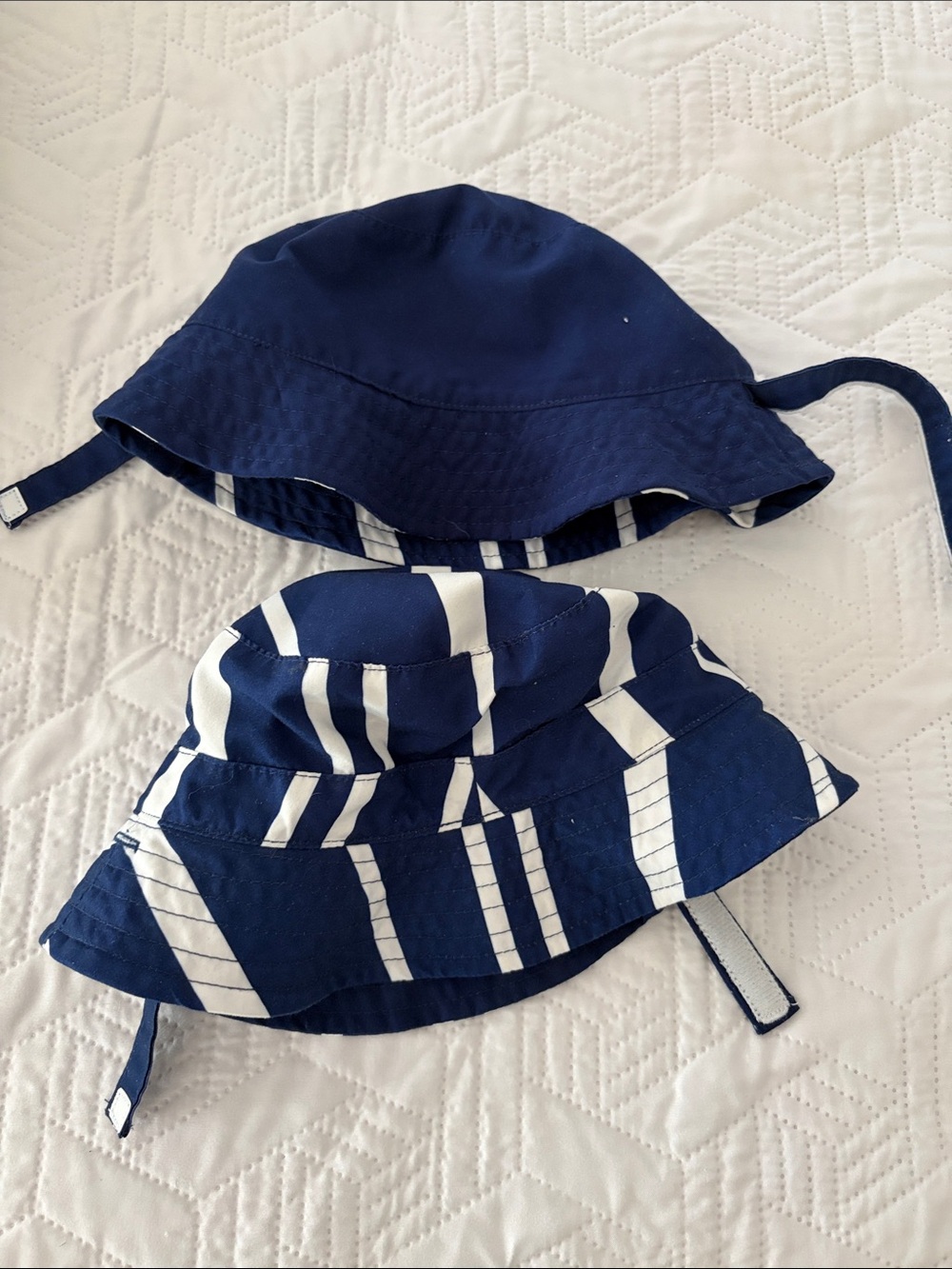 Twin Baby Navy & White Reversible Sun Hat